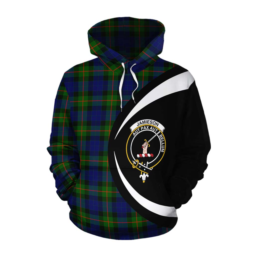 Tartan Vibes Clothing Jamieson Tartan Cotton Hoodie with Family Crest Circle Style