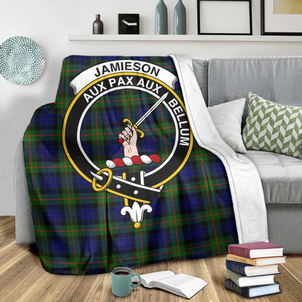 Jamieson Tartan Blanket with Family Crest X-Large 59 x 79 inches 150 x 200 cm - Tartan Vibes Clothing