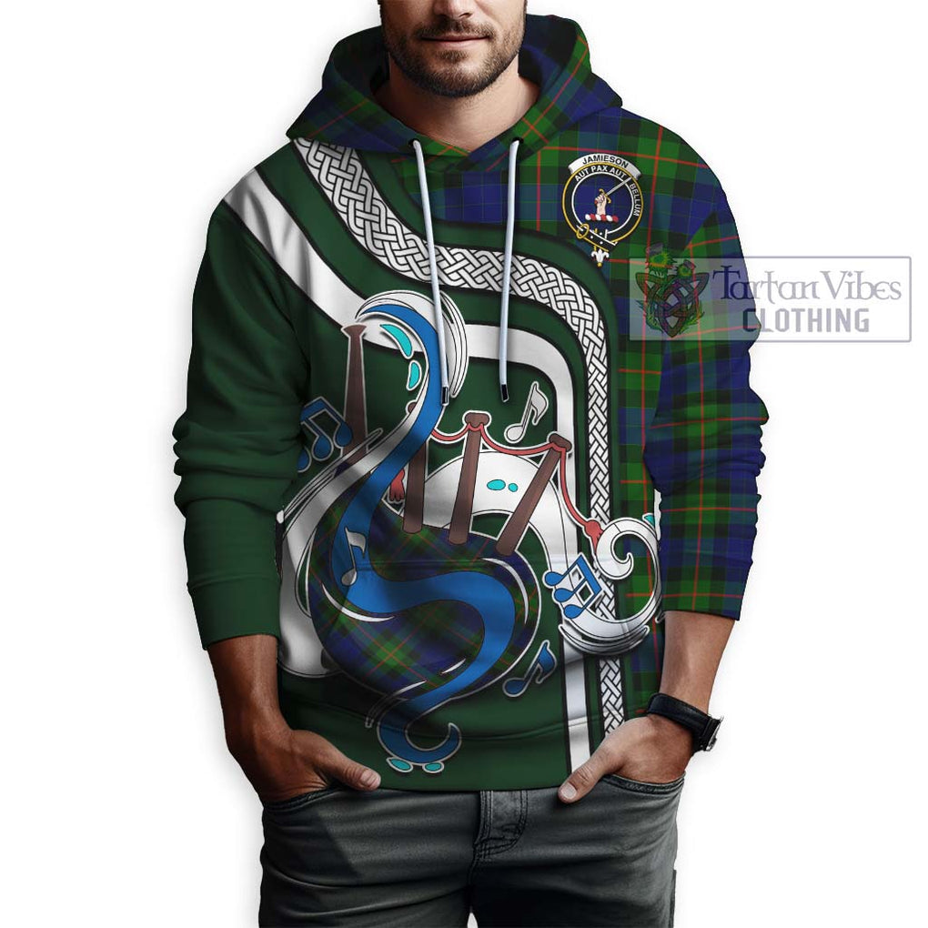 Jamieson Tartan Hoodie with Epic Bagpipe Style Zip Hoodie - Tartanvibesclothing Shop