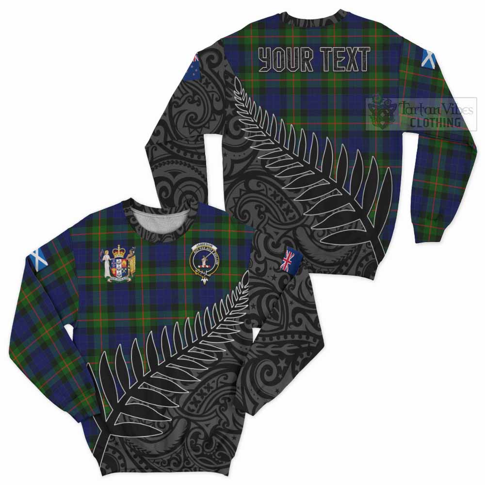 Tartan Vibes Clothing Jamieson Crest Tartan Sweatshirt with New Zealand Silver Fern Half Style