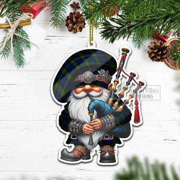 Jamieson Tartan Bagpiper Gnome Christmas Ornament