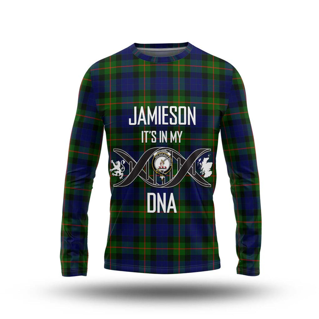 Jamieson Tartan Long Sleeve T-Shirt with Family Crest DNA In Me Style Unisex - Tartanvibesclothing Shop