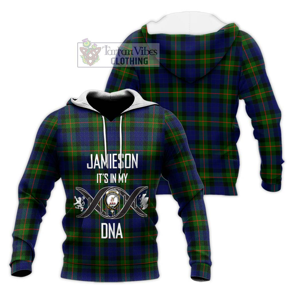 Jamieson Tartan Knitted Hoodie with Family Crest DNA In Me Style Unisex Knitted Pullover Hoodie - Tartanvibesclothing Shop