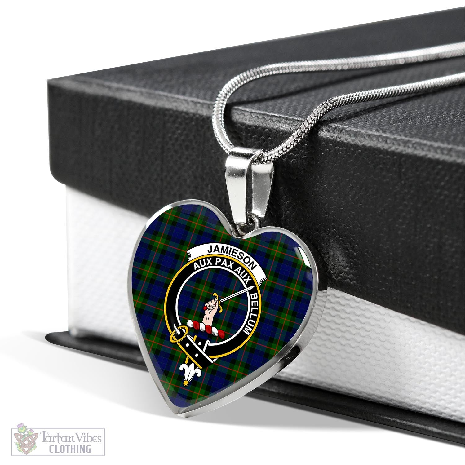 Tartan Vibes Clothing Jamieson Tartan Heart Necklace with Family Crest