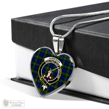 Jamieson Tartan Heart Necklace with Family Crest