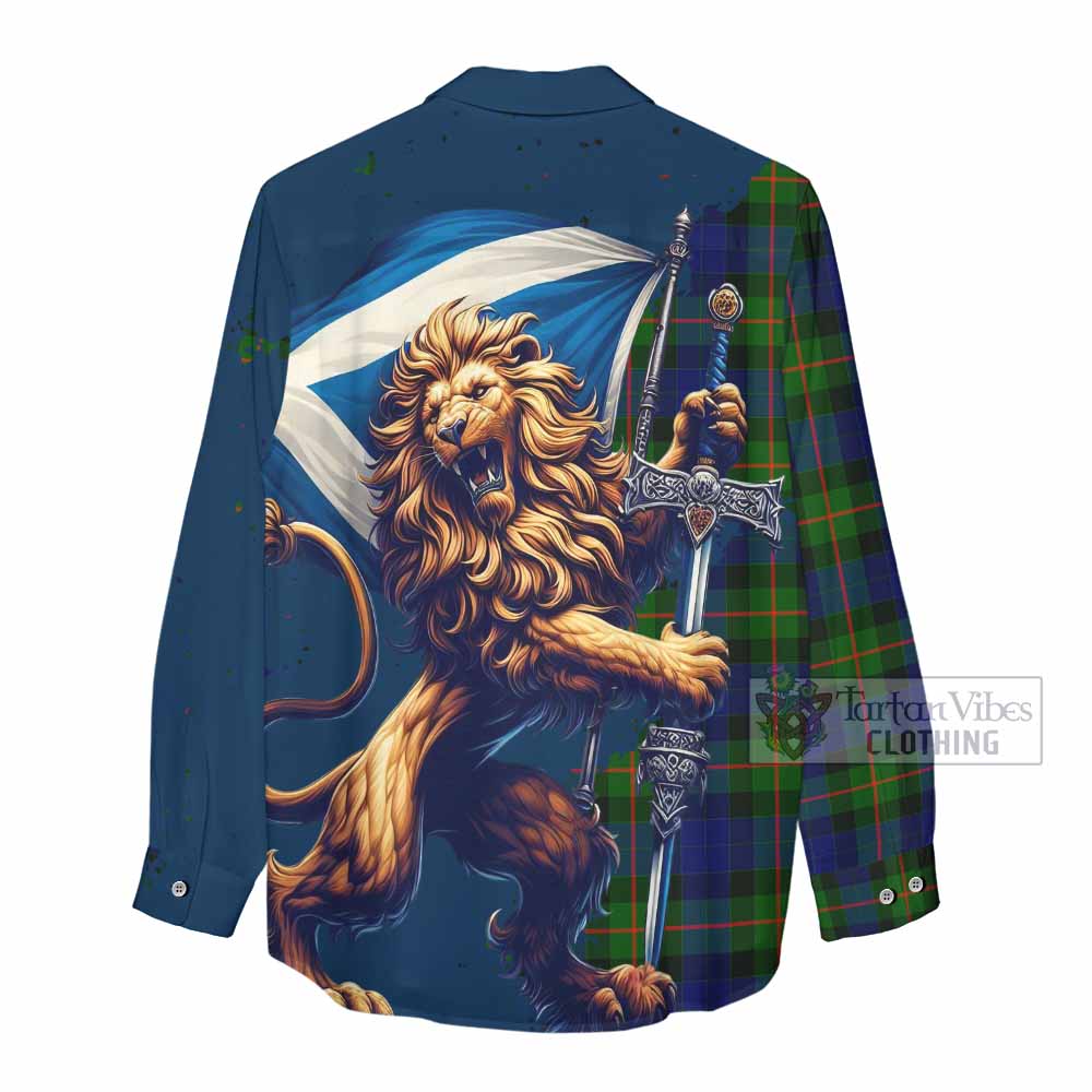 Tartan Vibes Clothing Jamieson Tartan Family Crest Women's Casual Shirt with Scottish Majestic Lion