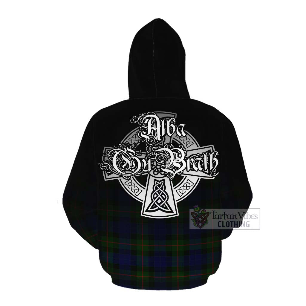 Tartan Vibes Clothing Jamieson Tartan Cotton Hoodie Featuring Alba Gu Brath Family Crest Celtic Inspired