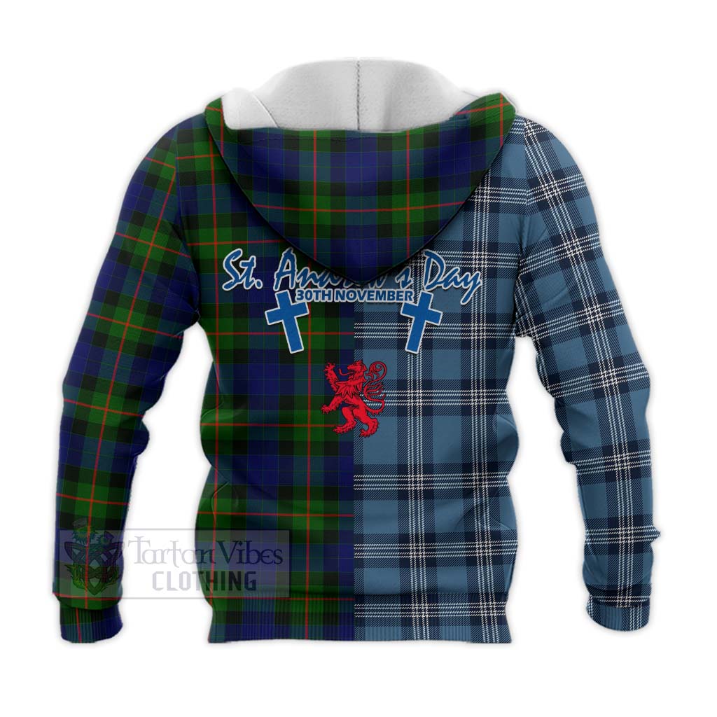 Tartan Vibes Clothing Jamieson Tartan Knitted Hoodie Happy St. Andrew's Day Half Tartan Style