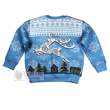 Jamieson Clan Christmas Kid Ugly Sweater with Tartan and Celtic Reindeer Style