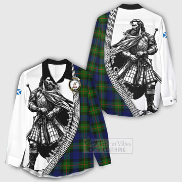 Jamieson Tartan Clan Crest Women's Casual Shirt with Highlander Warrior Celtic Style