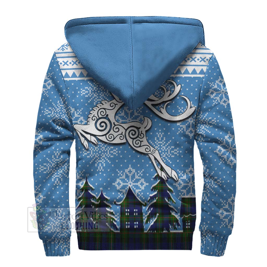 Tartan Vibes Clothing Jamieson Clan Christmas Sherpa Hoodie Celtic Reindeer Style