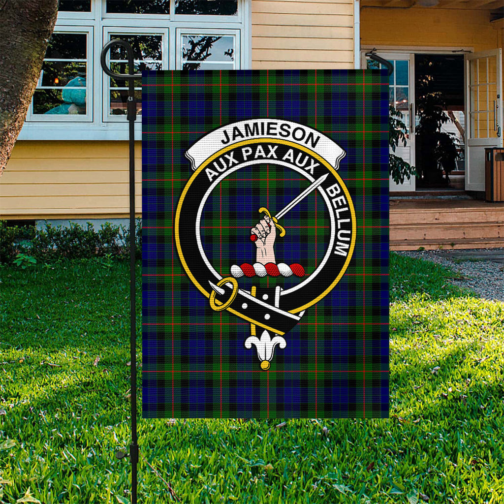 jamieson-tartan-flag-with-family-crest