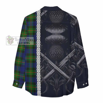 Jamieson Tartan Women's Casual Shirt with Family Crest Cross Sword Thistle Celtic Vibes