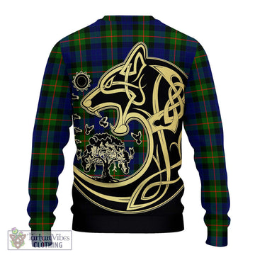 Jamieson Tartan Ugly Sweater with Family Crest Celtic Wolf Style