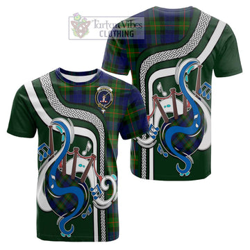 Jamieson Tartan Cotton T-shirt with Epic Bagpipe Style