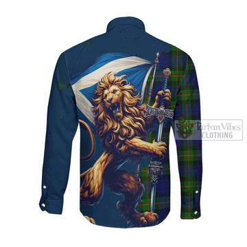 Jamieson Tartan Family Crest Long Sleeve Button Shirt with Scottish Majestic Lion