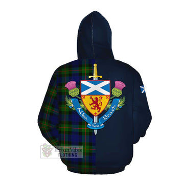 Jamieson Tartan Cotton Hoodie Alba with Scottish Lion Royal Arm Half Style