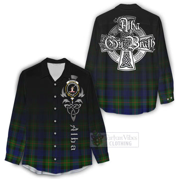 Jamieson Tartan Women's Casual Shirt Featuring Alba Gu Brath Family Crest Celtic Inspired