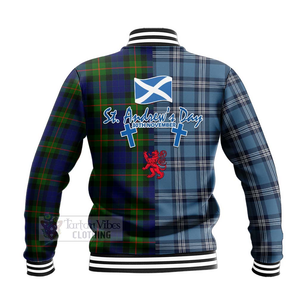 Tartan Vibes Clothing Jamieson Tartan Baseball Jacket Happy St. Andrew's Day Half Tartan Style