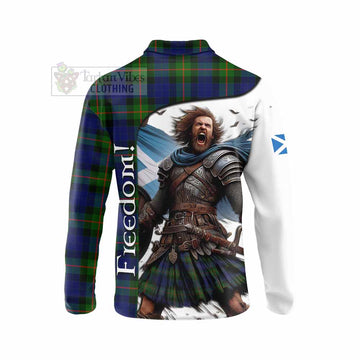 Jamieson Crest Tartan Long Sleeve Polo Shirt Inspired by the Freedom of Scottish Warrior