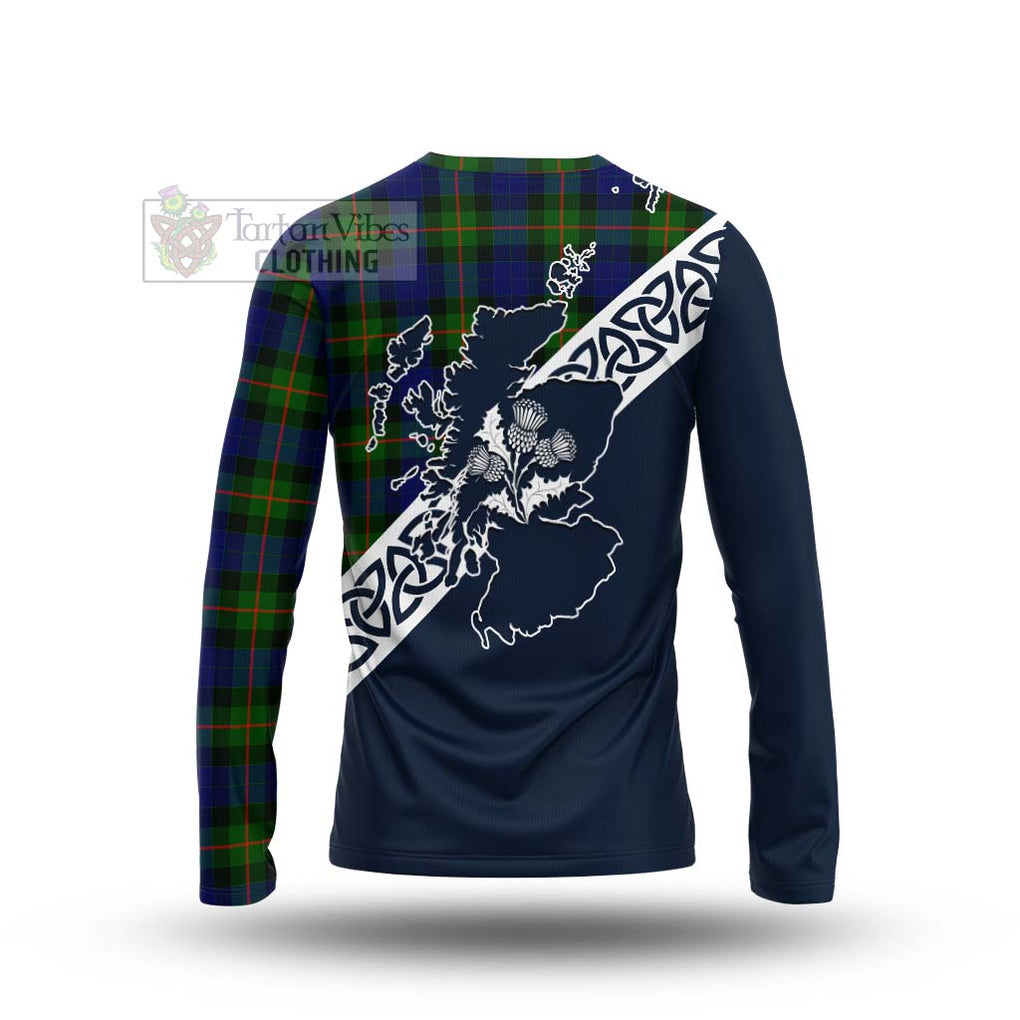 Tartan Vibes Clothing Jamieson Tartan Long Sleeve T-Shirt Featuring Thistle and Scotland Map