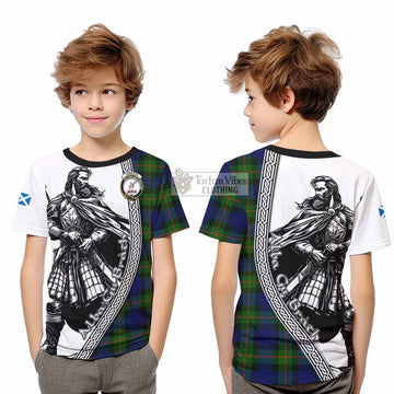 Jamieson Tartan Clan Crest Kid T-Shirt with Highlander Warrior Celtic Style