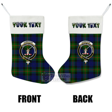 Jamieson Tartan Family Crest Christmas Stocking with Personalized Text