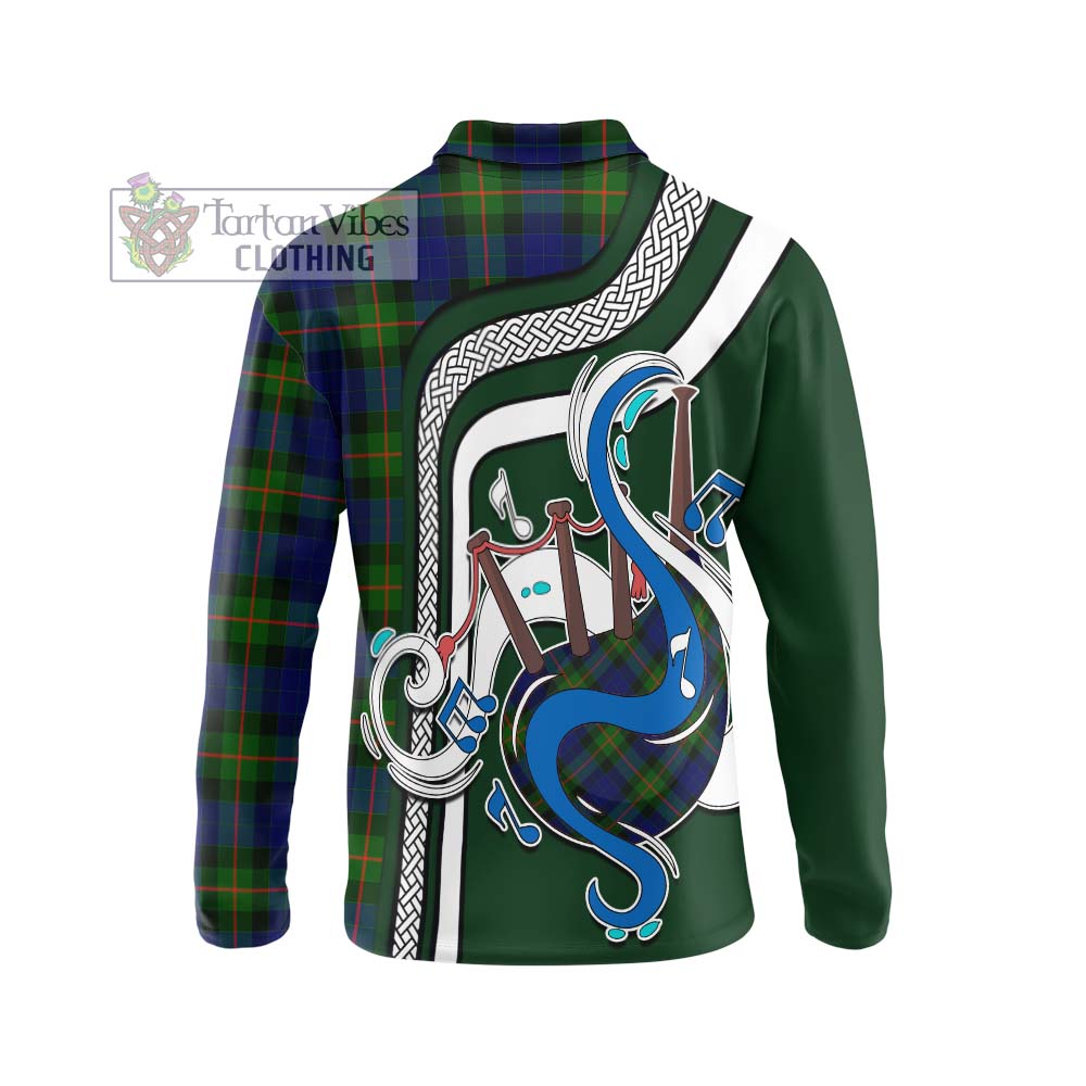 Tartan Vibes Clothing Jamieson Tartan Long Sleeve Polo Shirt with Epic Bagpipe Style