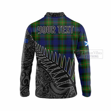 Jamieson Crest Tartan Long Sleeve Polo Shirt with New Zealand Silver Fern Half Style