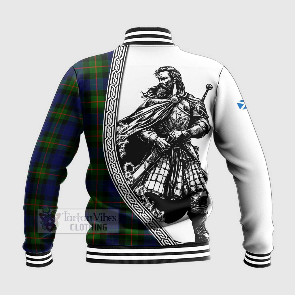 Tartan Vibes Clothing Jamieson Tartan Clan Crest Baseball Jacket with Highlander Warrior Celtic Style