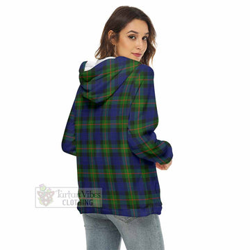 Jamieson Tartan Crest Women's Borg  Half Zip Fleece Hoodie