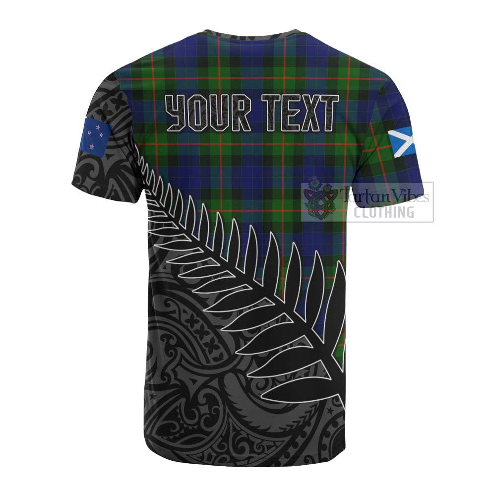 Tartan Vibes Clothing Jamieson Crest Tartan Cotton T-shirt with New Zealand Silver Fern Half Style