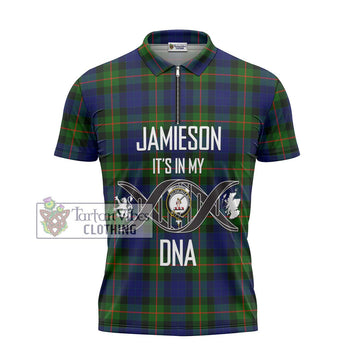 Jamieson Tartan Zipper Polo Shirt with Family Crest DNA In Me Style