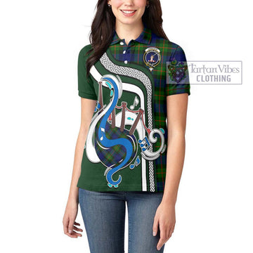 Jamieson Tartan Women's Polo Shirt with Epic Bagpipe Style