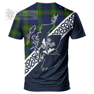 Jamieson Tartan T-Shirt Featuring Thistle and Scotland Map