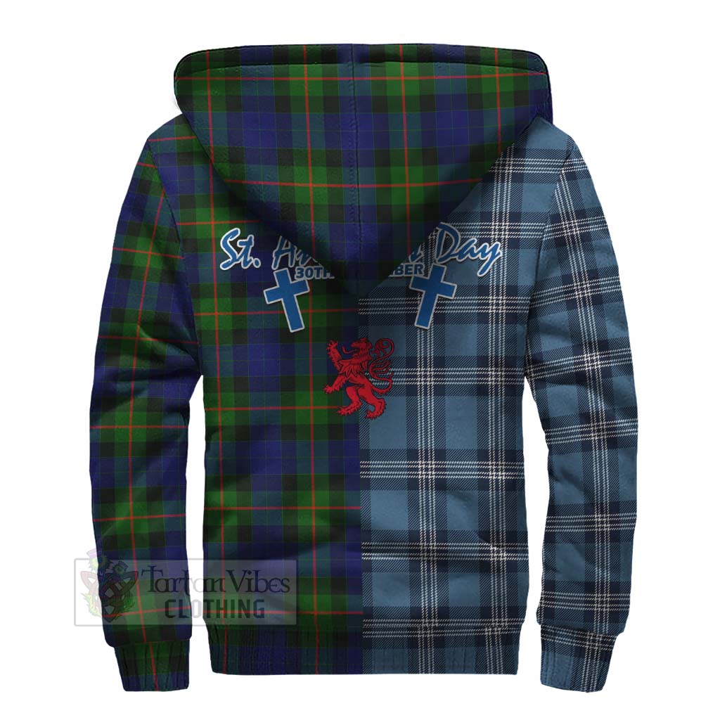 Tartan Vibes Clothing Jamieson Tartan Sherpa Hoodie Happy St. Andrew's Day Half Tartan Style