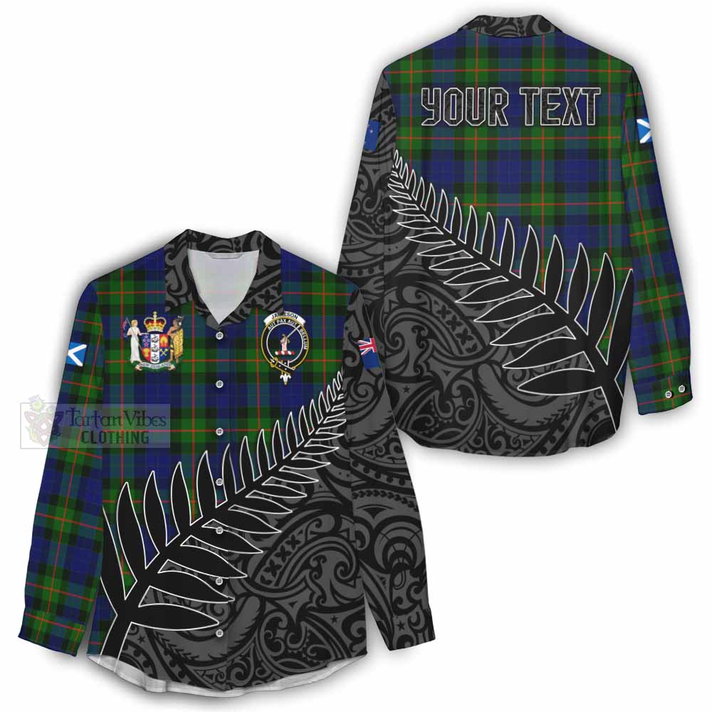 Tartan Vibes Clothing Jamieson Crest Tartan Women's Casual Shirt with New Zealand Silver Fern Half Style