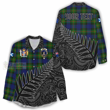 Jamieson Crest Tartan Women's Casual Shirt with New Zealand Silver Fern Half Style