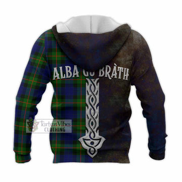 Jamieson Tartan Family Crest Knitted Hoodie Alba Gu Brath Be Brave Lion Ancient Style - Tartan Vibes Clothing