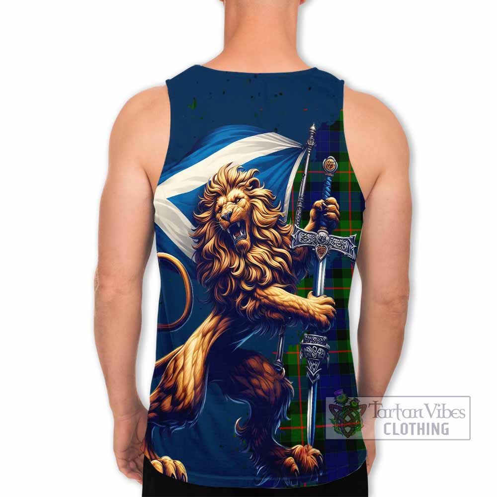 Tartan Vibes Clothing Jamieson Tartan Family Crest Men's Tank Top with Scottish Majestic Lion