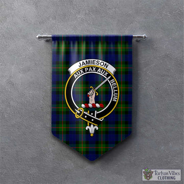 Jamieson Tartan Gonfalon, Tartan Banner with Family Crest