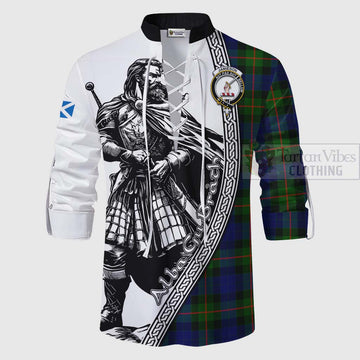 Jamieson Tartan Clan Crest Ghillie Kilt Shirt with Highlander Warrior Celtic Style