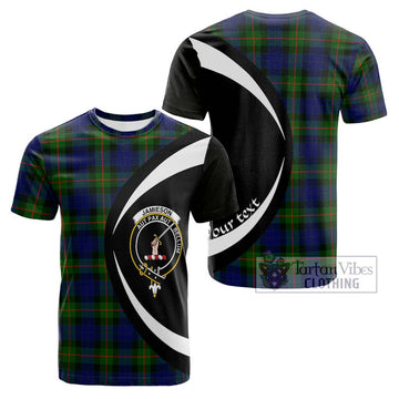 Jamieson Tartan Cotton T-shirt with Family Crest Circle Style