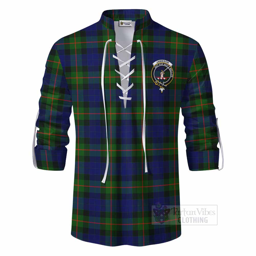 Tartan Vibes Clothing Jamieson Tartan Ghillie Kilt Shirt with Family Crest DNA In Me Style