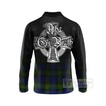 Jamieson Tartan Long Sleeve Polo Shirt Featuring Alba Gu Brath Family Crest Celtic Inspired