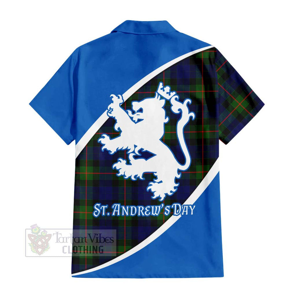 Tartan Vibes Clothing Jamieson Family Crest Tartan Short Sleeve Button Shirt Celebrate Saint Andrew's Day in Style