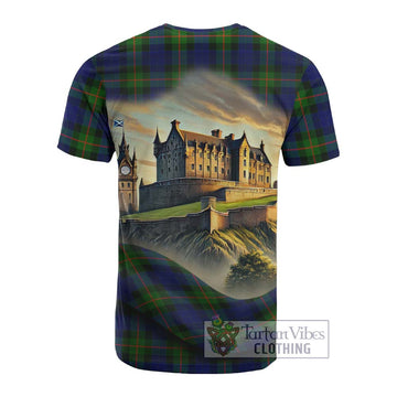 Jamieson Tartan Family Crest Cotton T-shirt with Scottish Ancient Castle Style - Tartan Vibes Clothing