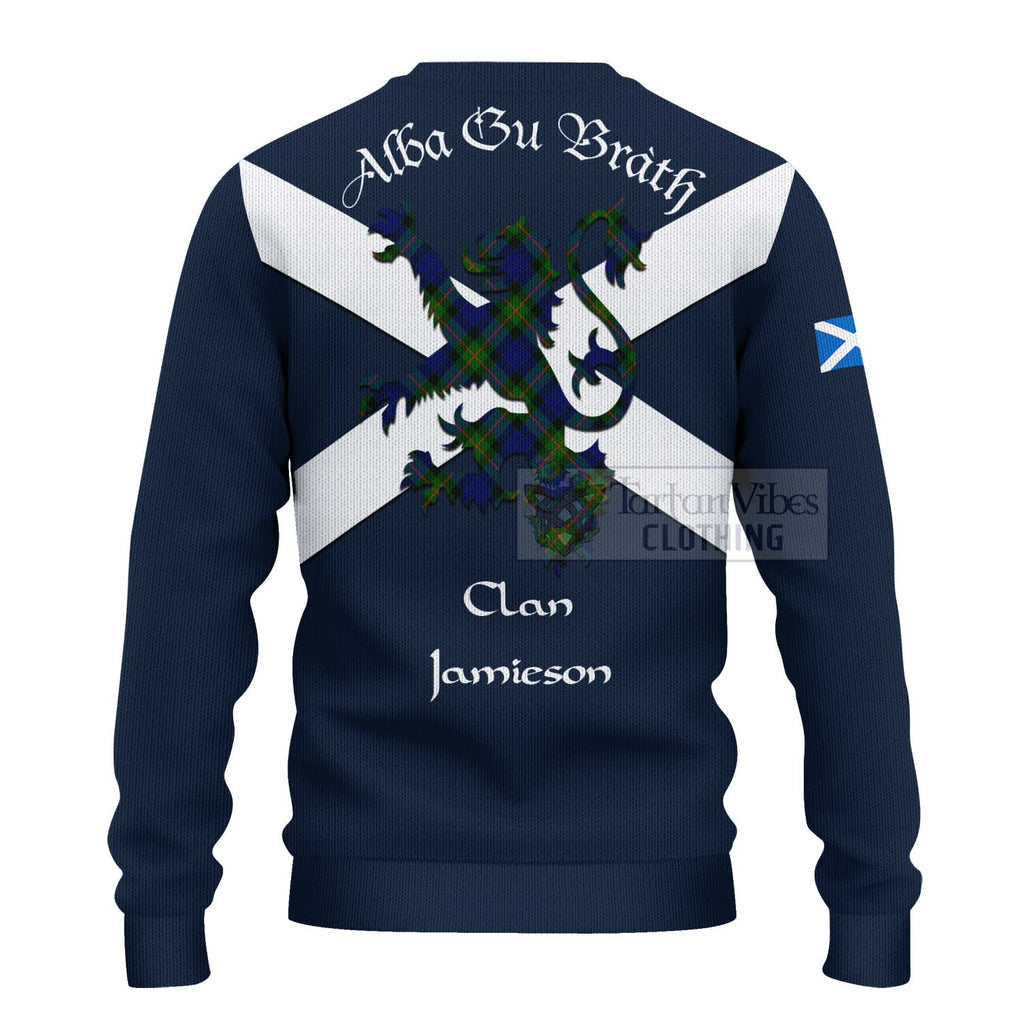 Tartan Vibes Clothing Jamieson Tartan Lion Rampant Knitted Sweater – Proudly Display Your Heritage with Alba Gu Brath and Clan Name