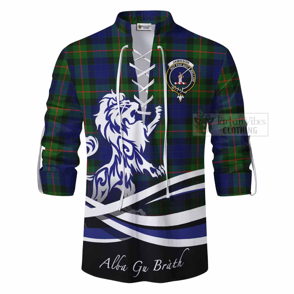 Tartan Vibes Clothing Jamieson Tartan Ghillie Kilt Shirt with Alba Gu Brath Regal Lion Emblem