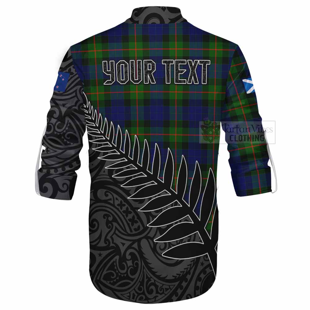 Tartan Vibes Clothing Jamieson Crest Tartan Ghillie Kilt Shirt with New Zealand Silver Fern Half Style